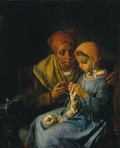 The Knitting Lesson by Jean Francois Millet